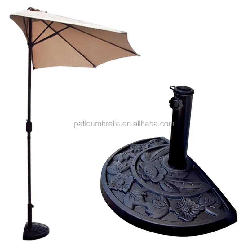 Stylish Half Round Parasol Wall Umbrella Stand Resin Base Holder Parasol Wall Umbrella Stand Resin Base