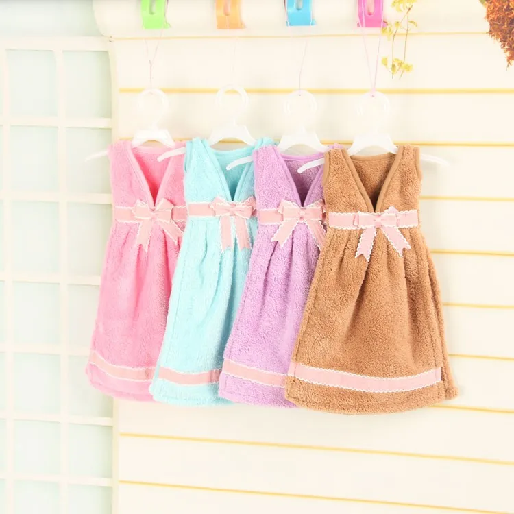 Soft Absorbent Skirt Towels Kitchen Bathroom Hanging Wipe Hand Towels Baby Wipe