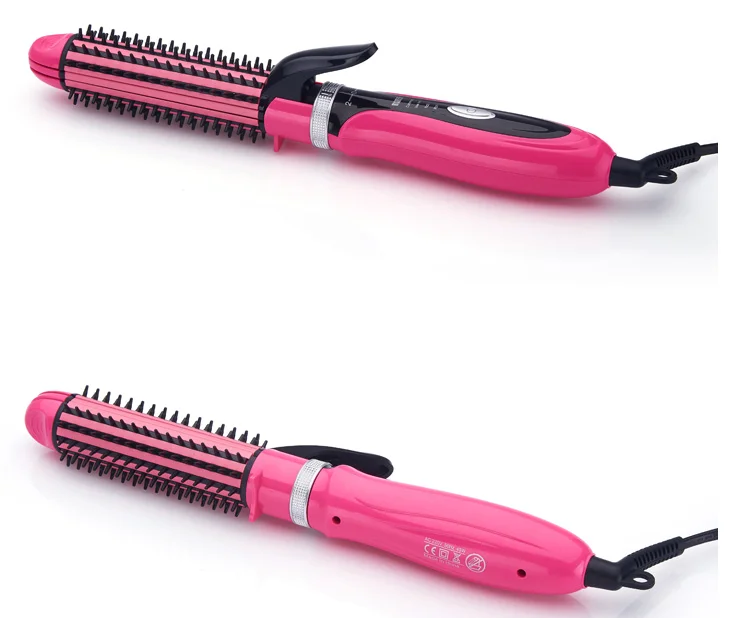 2 In 1 Hair Straightener Brush Electric Lcd Straightening Rolling Hair