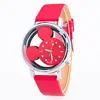 3956 High Quality Stylish Cute Girls Micky Mouse Face Leather Band Quartz Wrist Watch for Children