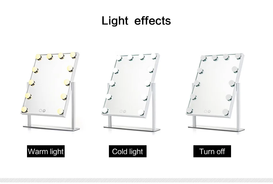 High Quality Hollywood Touch Screen Led Makeup Mirror For Vanity Bulbs