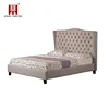 Bedford Wing Back Double Bed Frame 4FT6 Wheat Beige Fabric Button bed