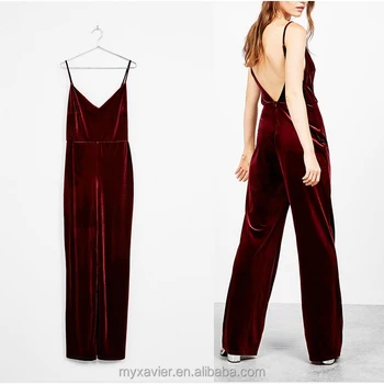 wide leg velvet jumpsuit