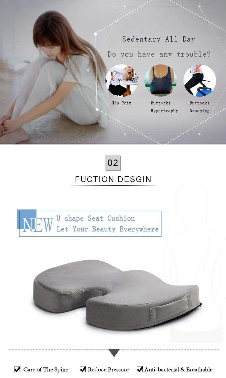 Car Seat Cushions Adult Orthopedic Office Chair Memory Foam Seat Cushion For Relaxation Back Pain
