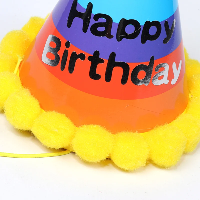 children birthday party happy birthday paper hat rainbow striped