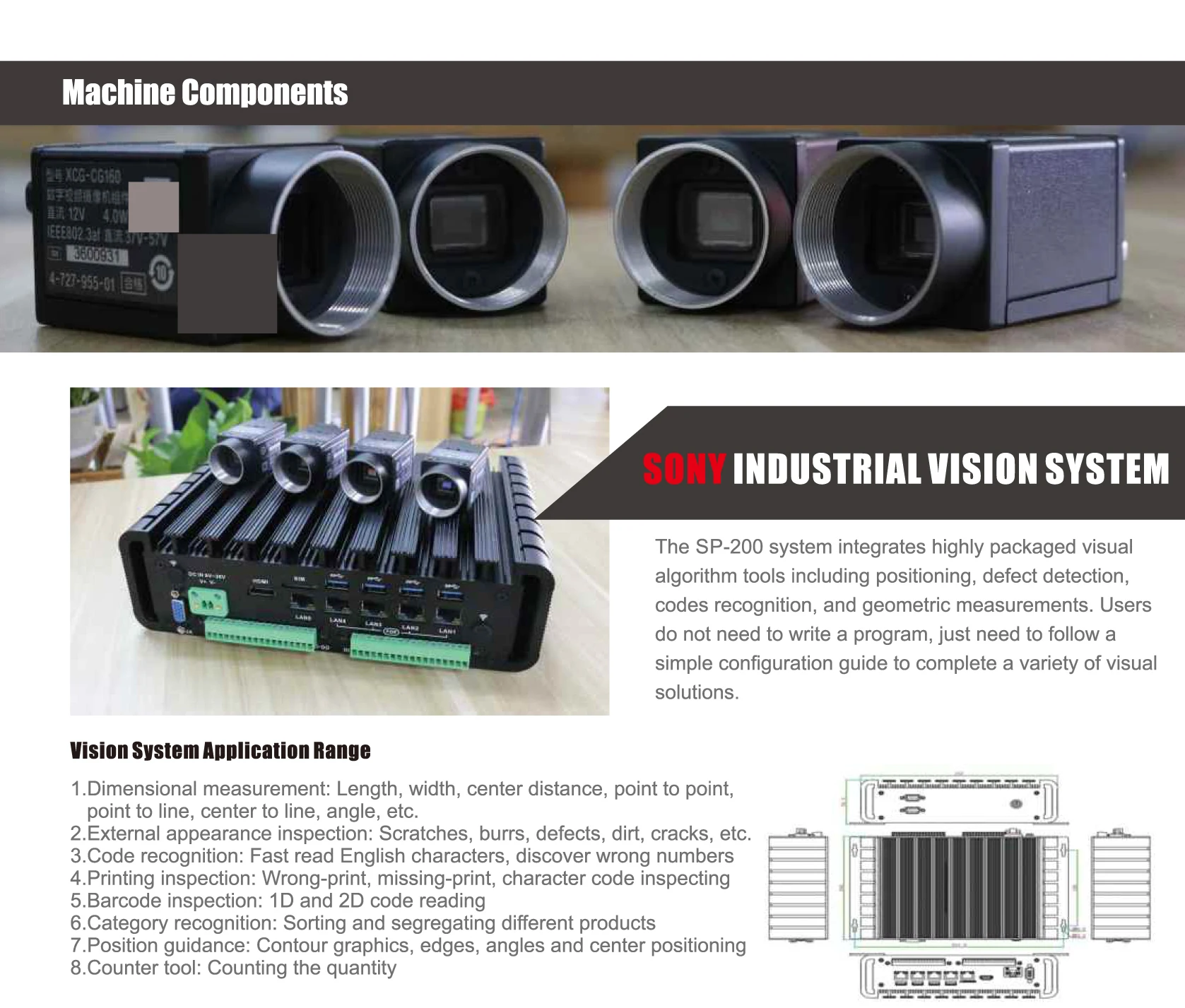 2D Digital Measuring Instrument Panel Automatic Inspection Equipment Conveyor Belt Sorting Machine Computer Vision Camera