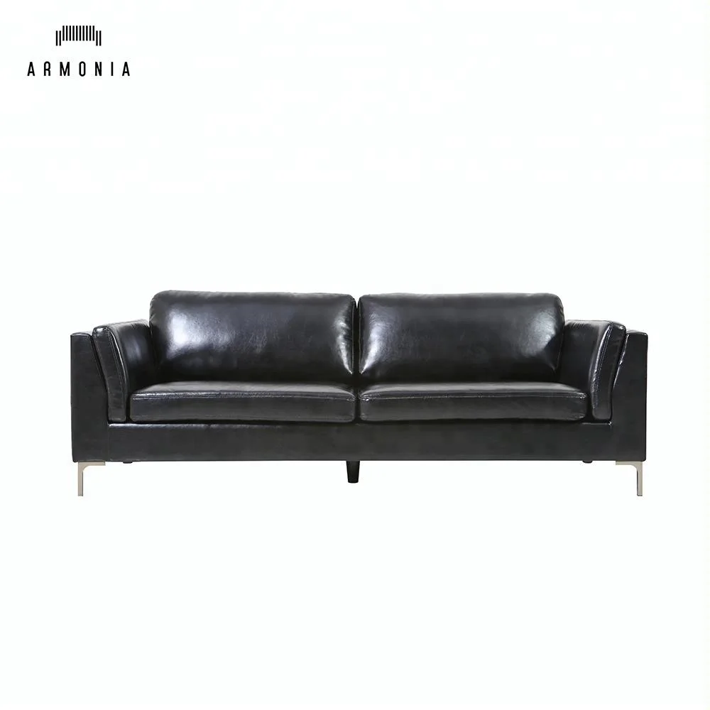 Metal Legs Used Chesterfield Leather Sofa