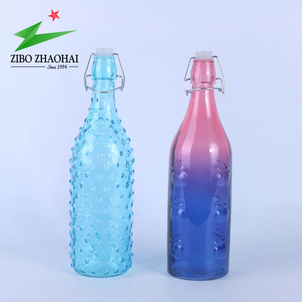 Blue Colored Wine Glass Bottle With Swing Top Cap Zhaohai Buy Blue