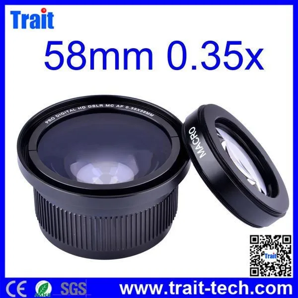 58mm 0.35x Wide Angle Fisheye Lens for Canon/ Nikon /Olympus /DSLR with Macro Portion