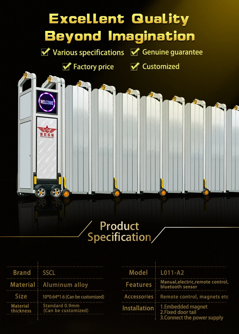 China famous brand Aluminum alloy automatic folding gate for factory--L1531