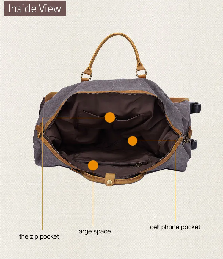 Vintage high quality waterproof waxed canvas american multipurpose travel trolley luggage duffle duffel bag with wheels