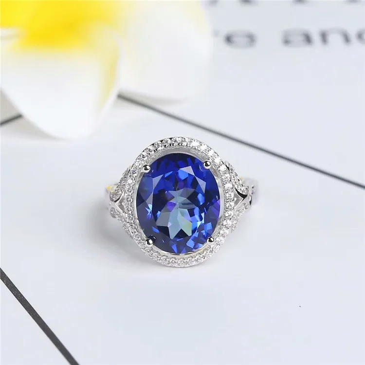 Gemstone Jewellery Wholesale Medboo Brand Trendy Big Stone Natural Blue Topaz 925 Sterling