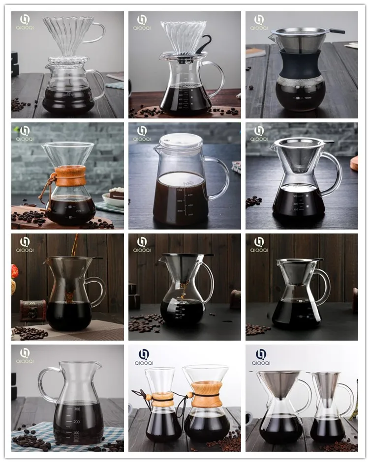 Double Wall Glass Pour Over Coffee Maker,Driper Pour Over Coffee Kettle