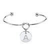 Knot Expandable diamond A-Z characters plate Bangle Bracelet