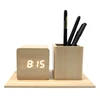 TC707 Online wholesale fashionable pen holder student digital mute wooden mini led clock
