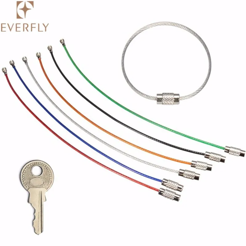 Colored Nylon Coated Stainless Steel Wire Keychain Cable Key Ring Loop