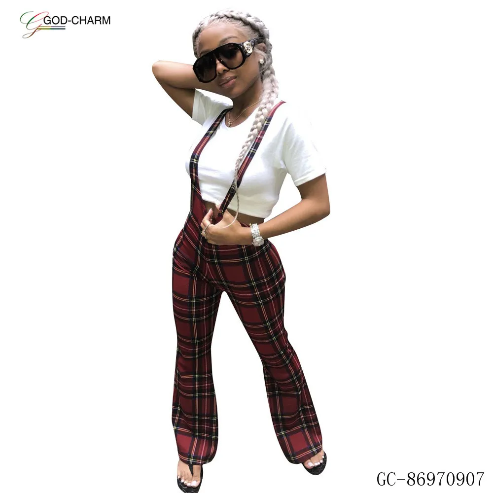 Women's plaid jumpsuit Outlet