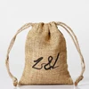 Logo Print Jute materials wholesale gift bag with drawstring