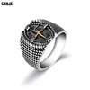 Custom Sight Icon Logo Biker Stainless Steel Cross Silver Wholesale Ring Men Jewelry