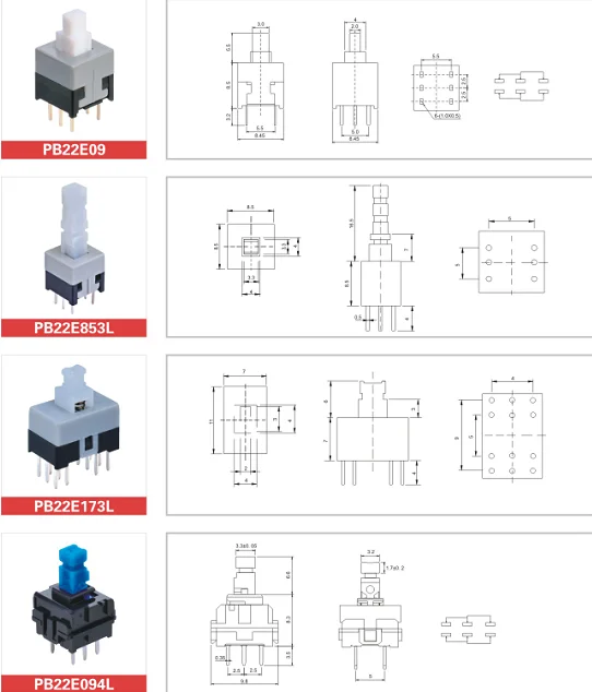6pin Dip DPDT Micro Electric Button - Self-Locking Switch