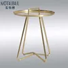 Butler Tray Portable Round Brushed Brass Handle Coffee End Side Table