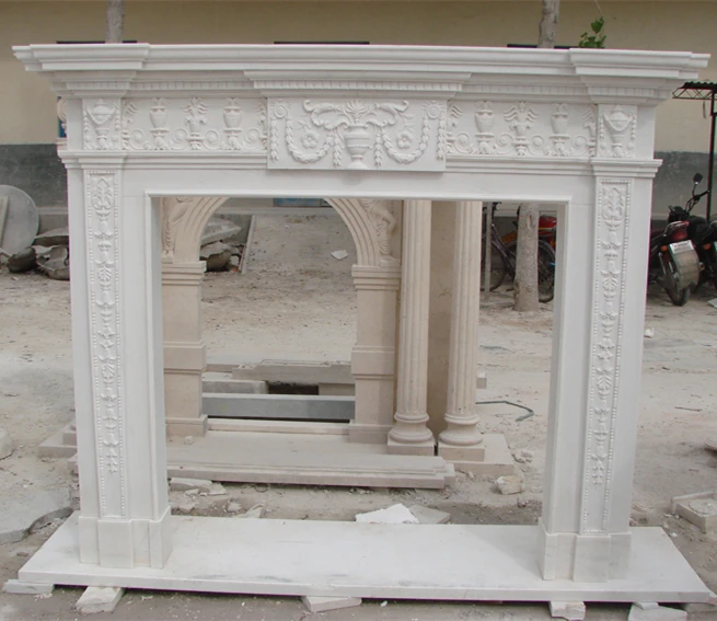 Classic Design Electrical Stones Fireplace Hand Carved Carrara