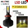 Dual Color LED Headlight H4 H7 H11 9005 9012 D2 Fanless LED Car Bulb, 3000K 4300K 6000K Auto Headlight LED