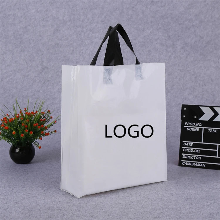 Wholesale Custom Logo Design Pe Material White Plastic Carry Bag Handle ...
