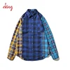 Wholesale Stretch two tone colorful plaid fashion men's custom shirt with embroidery