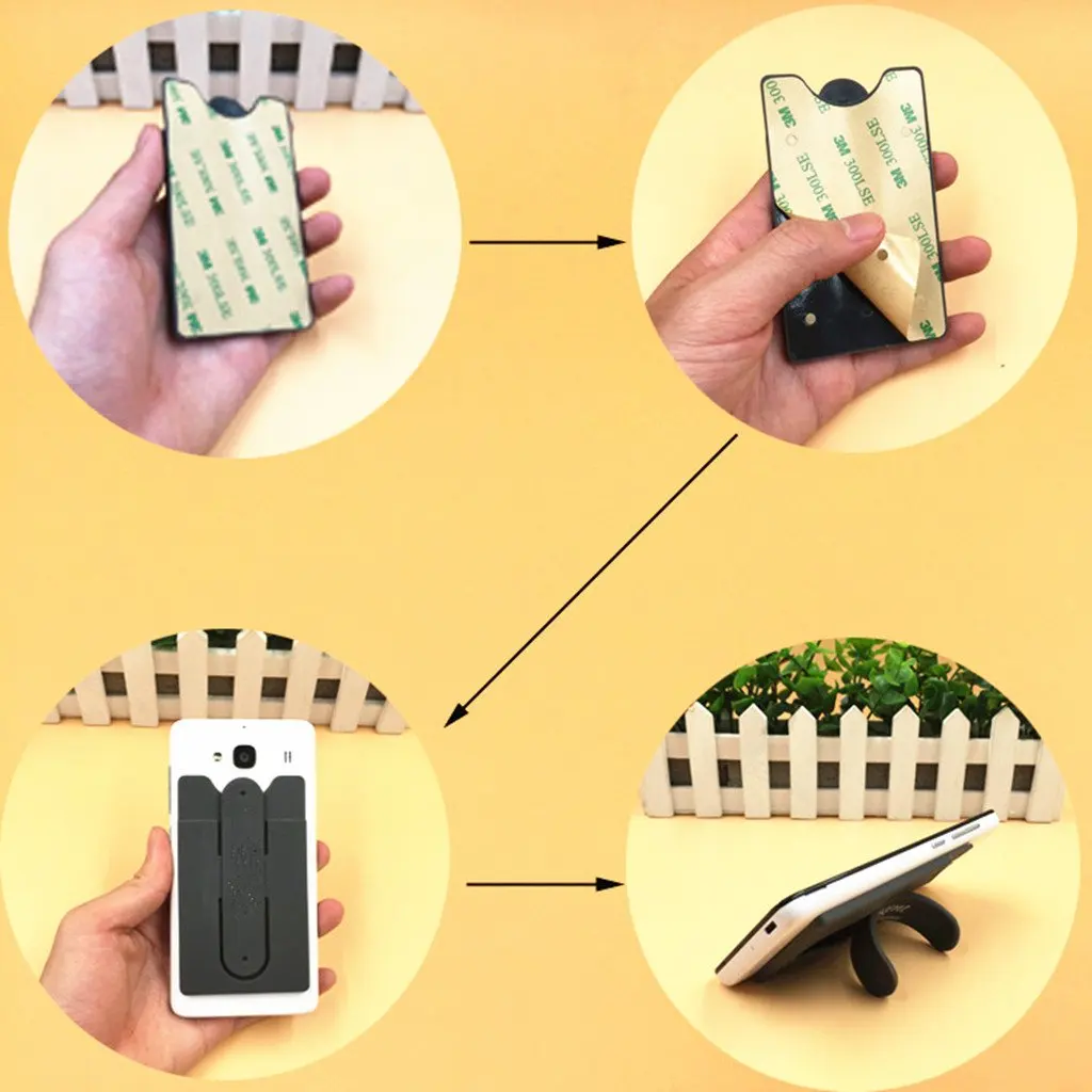 wallet credit id card cell mobile phone accessories silicone phone card holder gadget
