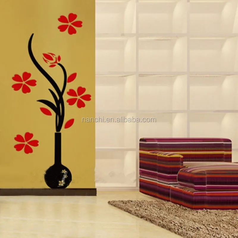 Acryl 3d Plum Bloem Vaas Muurstickers Home Decor Creative ... Acryl 3d Plum Bloem Vaas Muurstickers Home Decor Creative ...