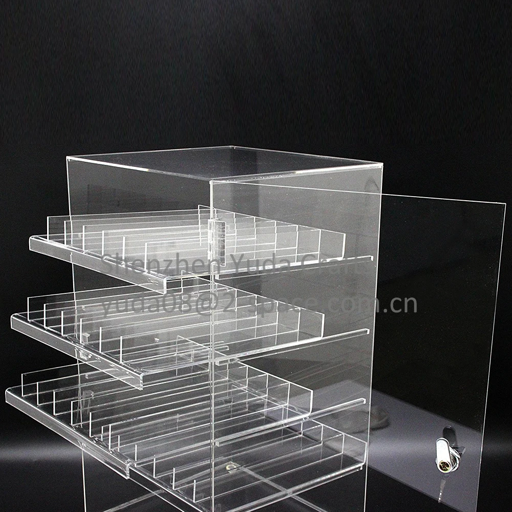 Clear Nail Polish Display Acrylic Locking Perspex Cosmetic Case