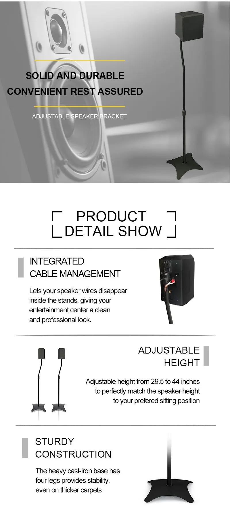 Universal Height Adjustable Home Theater Surround Sound System