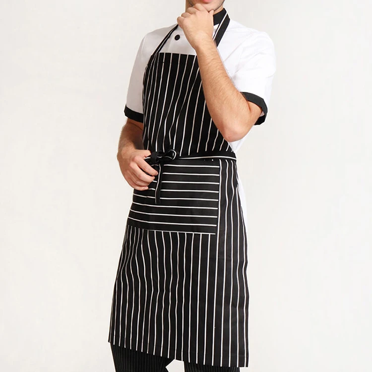 black and white apron