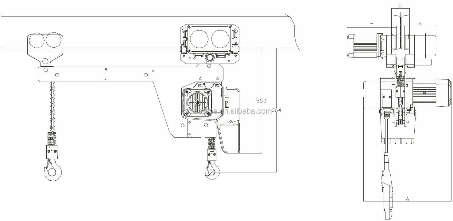 High performance Europe style Electric Chain hoist crane for workshop with double hook