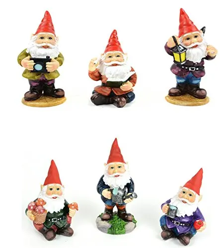 mini garden gnomes figurines set