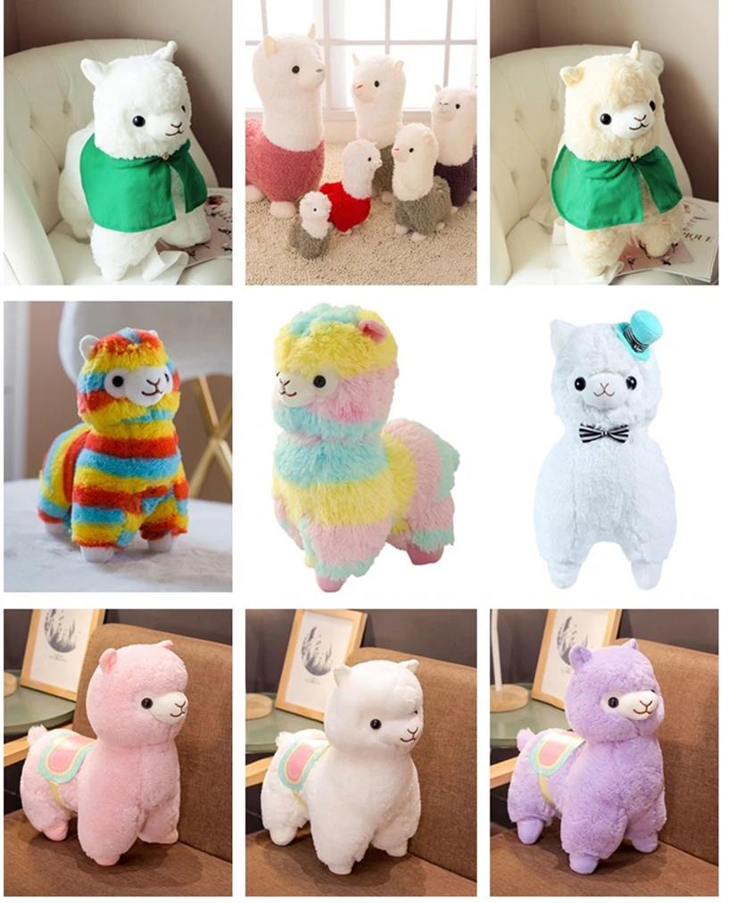 Custom Colorful Rainbow Lovely Soft Llamas Plush Alpaca Stuffed Animal