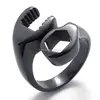 Dubai Cheap Jewelry Men's Stainless Steel Biker Ring Mechanic Wrench Tool Ring, Silver Ring for Men