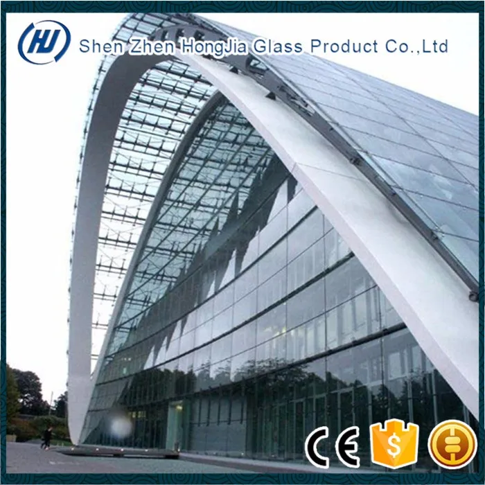 219mm Curved Glass Price Used Commercial Glass Windows With Ce