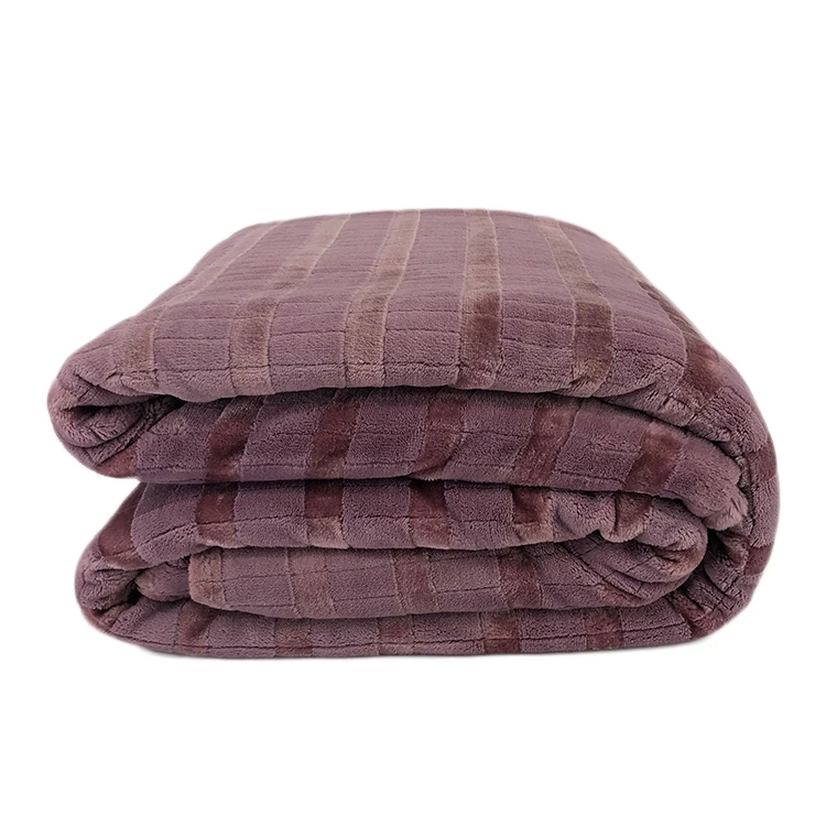 Super Soft Jacquard Stripe Embossed Jacquard Fleece Flannel Fabric