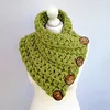 Factory price Ky1803 Women Chunky knit cowl Scarf neck warmer neck wool hoodies with Buttons knit crochet merino scarfs