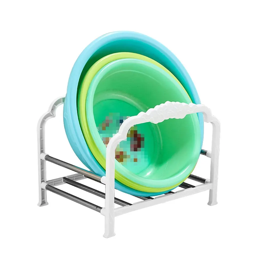 Anyer Washbasin Shelf,Bathroom Stainless Steel Washbasin Bathroom Storage Rack Landing Shelf Thicken Plastic Basin Bathtub Stand 2532.526.5Cm,A