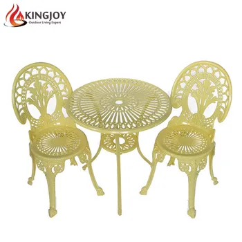 Outdoor Furniture Cast Aluminum Bistro Sets With Bright Yellow