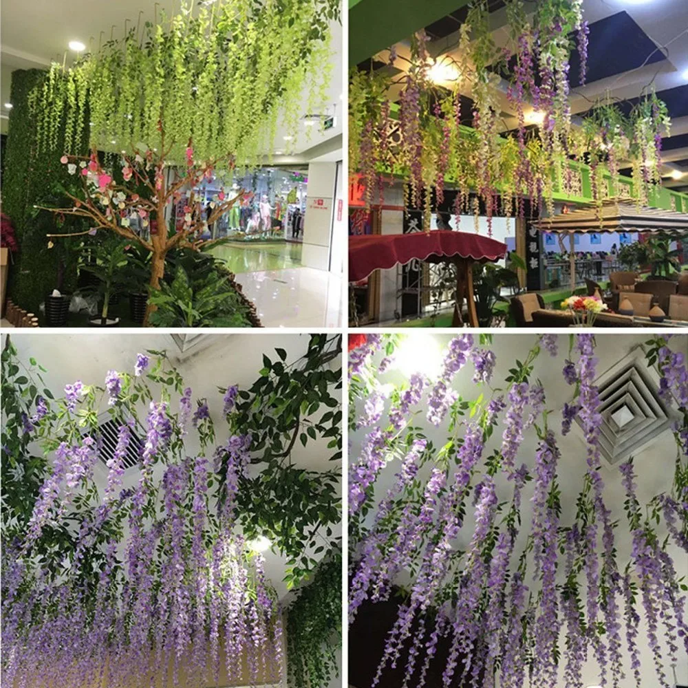 Hanging Long Stem Faux Artificial Wisteria Flower For Wedding