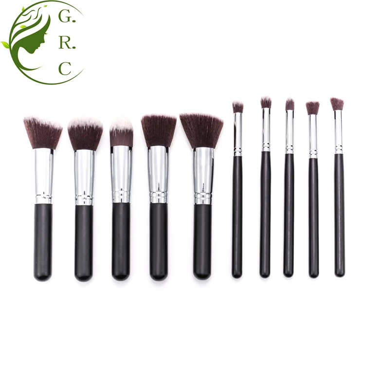 Oem New Arrival Private Label Rose Gold 10Pcs Oval Kabuki Cosmetic Make Up Brushes Kit Makeupbrush 10 Pcs Makeup Brush Set