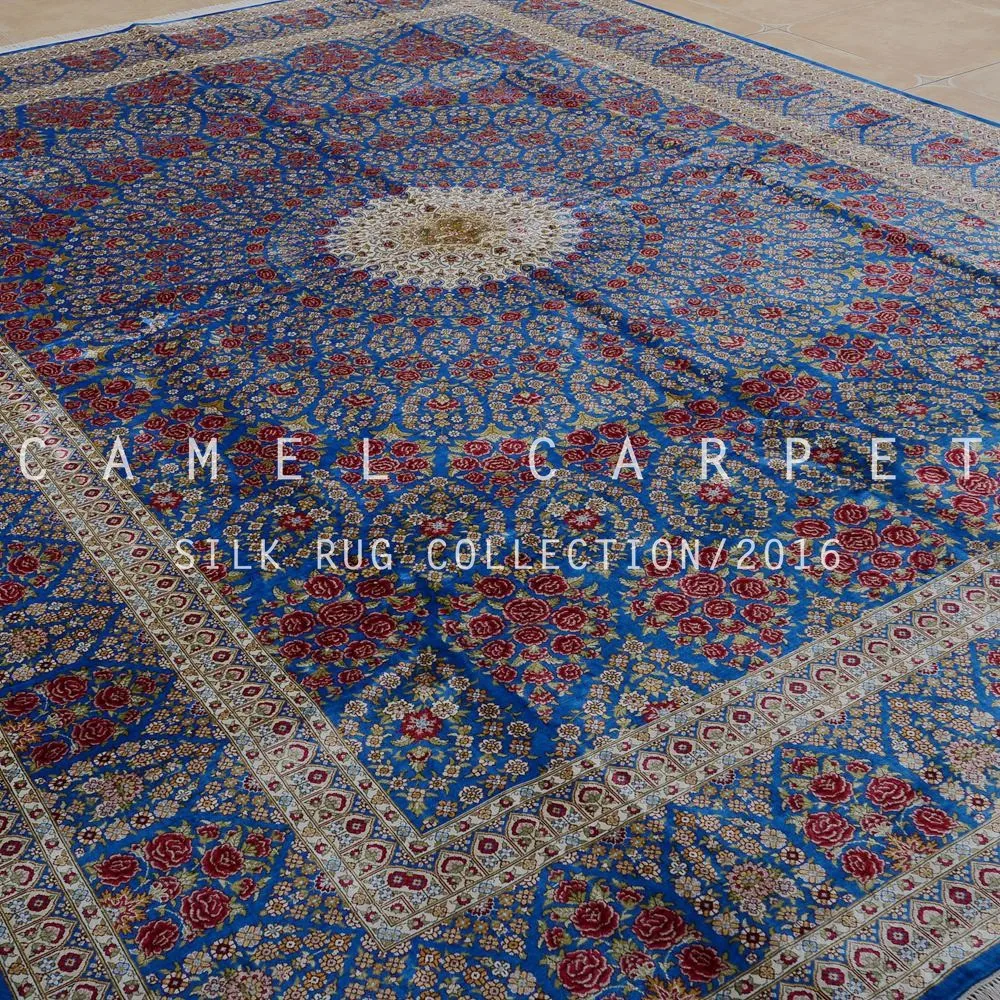 Large Room Rug Silk Oriental Flower Pattern Hand Knotted Turkey Carpet 