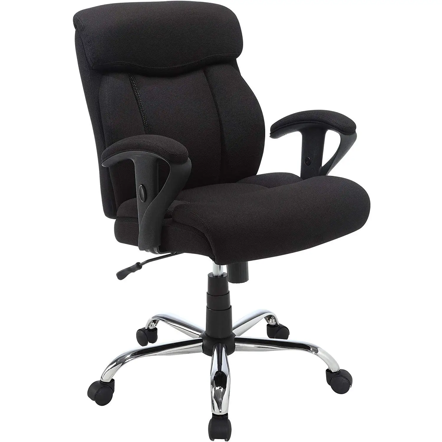 Manager Tall Big Heavy Duty Office Chair Soft Black Breathable Mesh Fabric Upholstery Double Layer Body Pillows Arm and Seat Height Adjustability Smooth Rolling Multi Surface Dual Wheel Casters