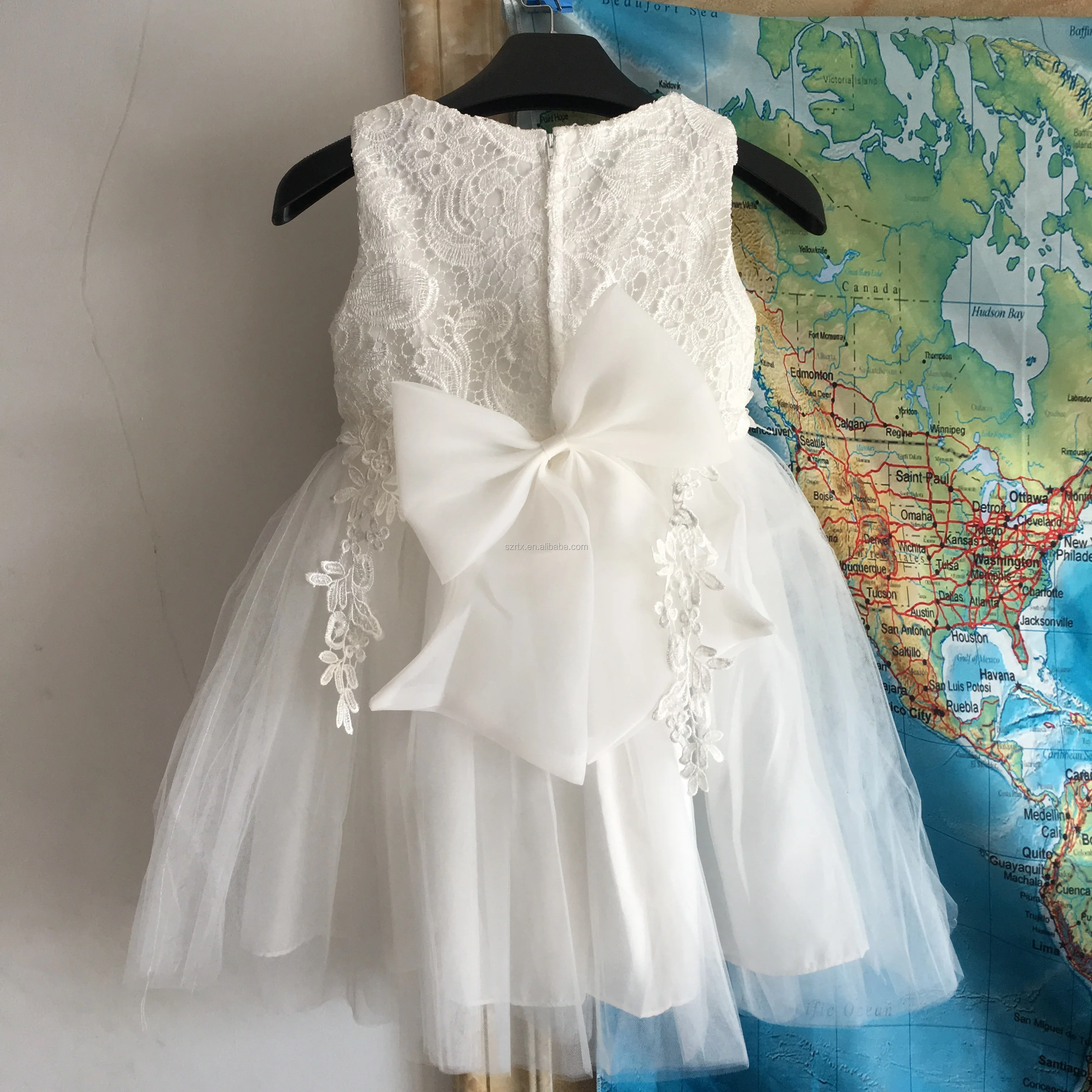 Cq022 Long White Flower Girl Dresses For Weddings Pageant Party Ball ...