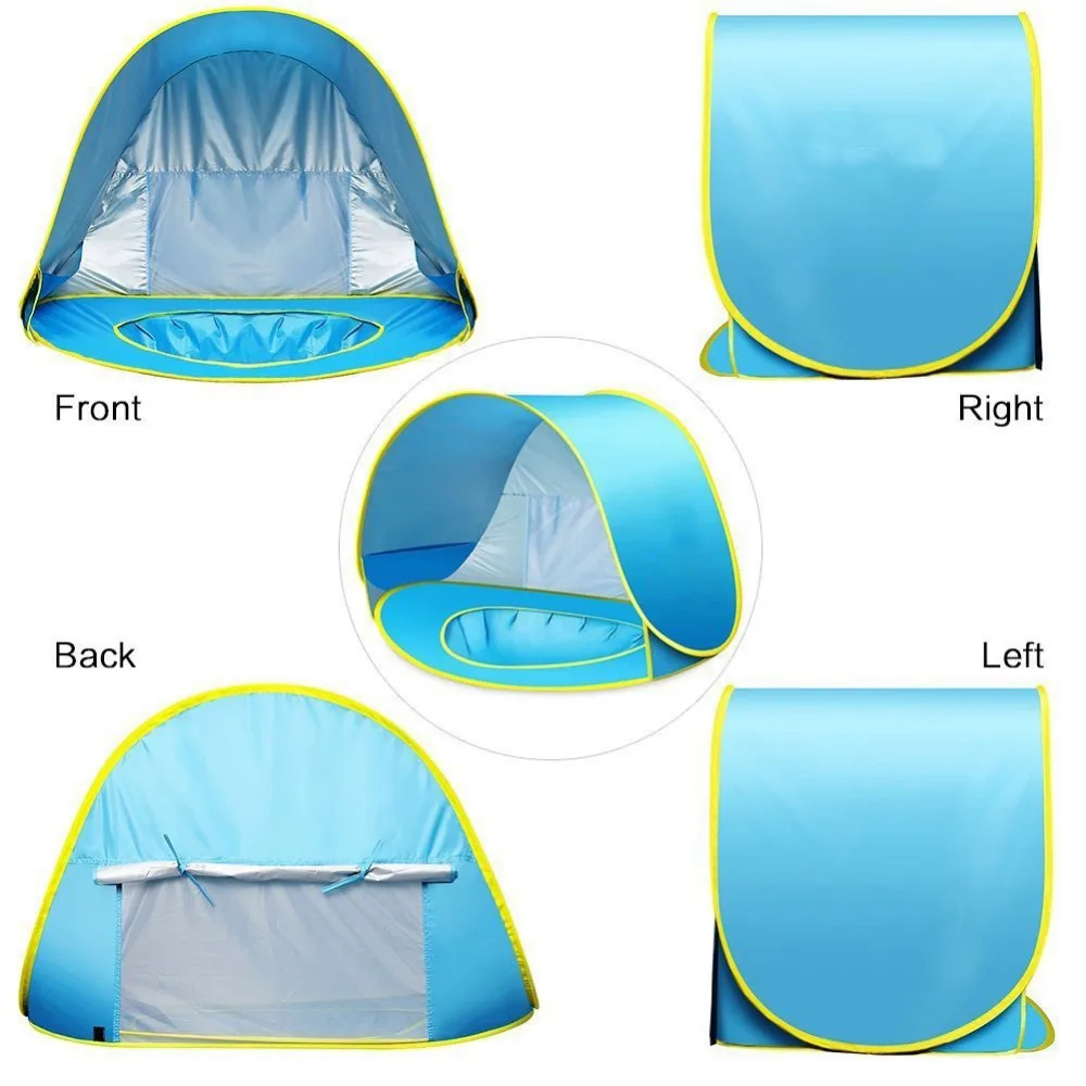 Baby Beach Tent With Pool Upf50+ Pop Up Sun Shade Kids Tent Folding
