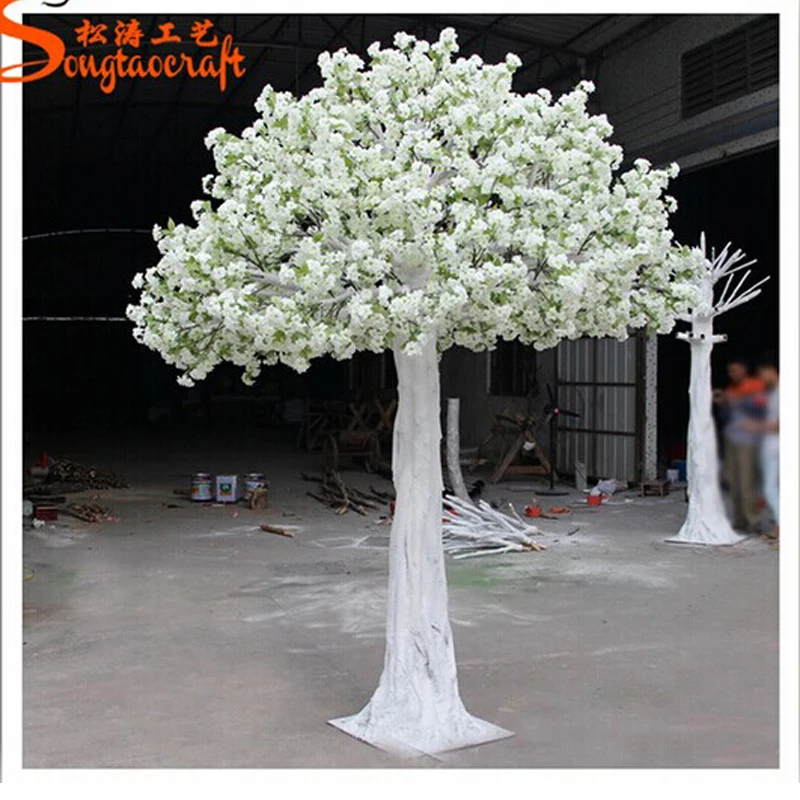 Indoor Artificial Cherry Blossom Tree White Flower For Wedding ...